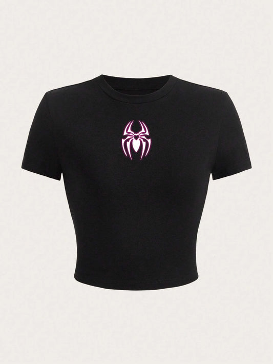 Mini Web Crop Tee — Women's Black Edition
