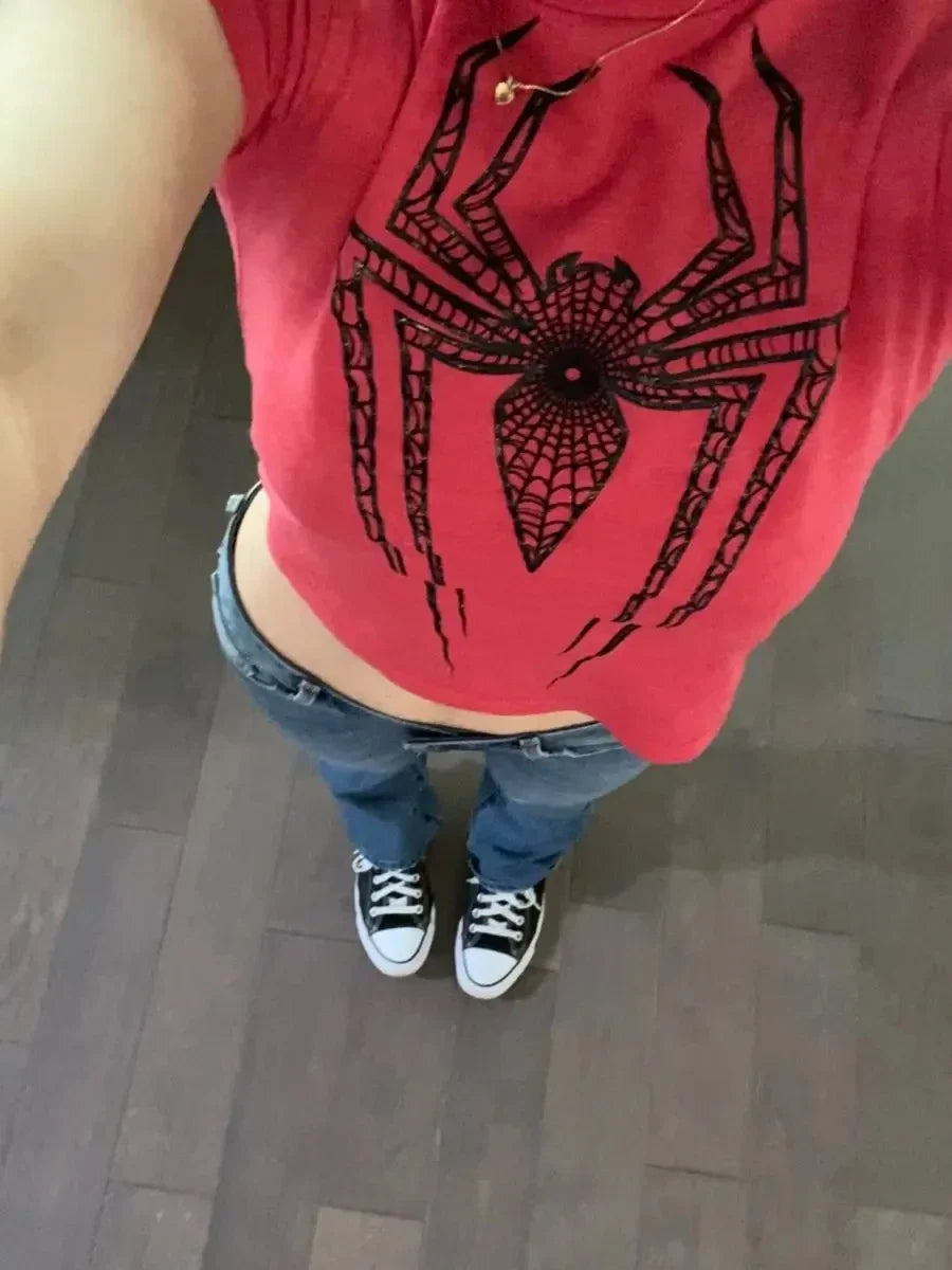 Web Graphic Fitted Tee — Women's Red Edition